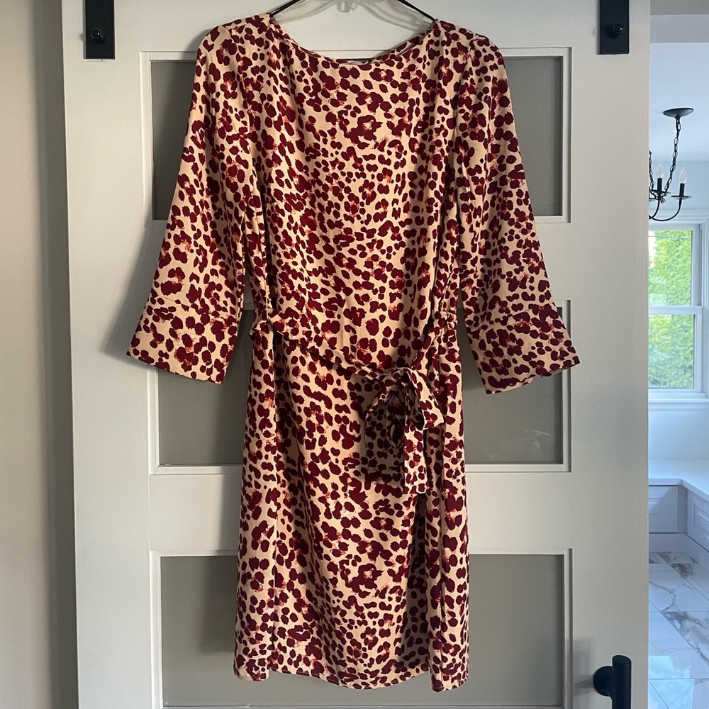 H&M Red & Cream Leopard Dress Size 6